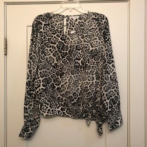 Leopard print long sleeve blouse NWT